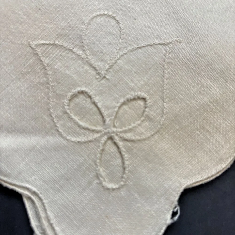 Cottagecore Cutwork Linen Dinner Napkins Lunch Dining Vintage Embroidered Set 4